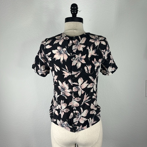 Madewell Silk Button-Back Tie Tee in Winter Orchid size xxs - Picture 10 of 10